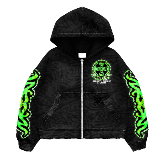 “ROGUE GRAFFITI” GREEN ZIP UP