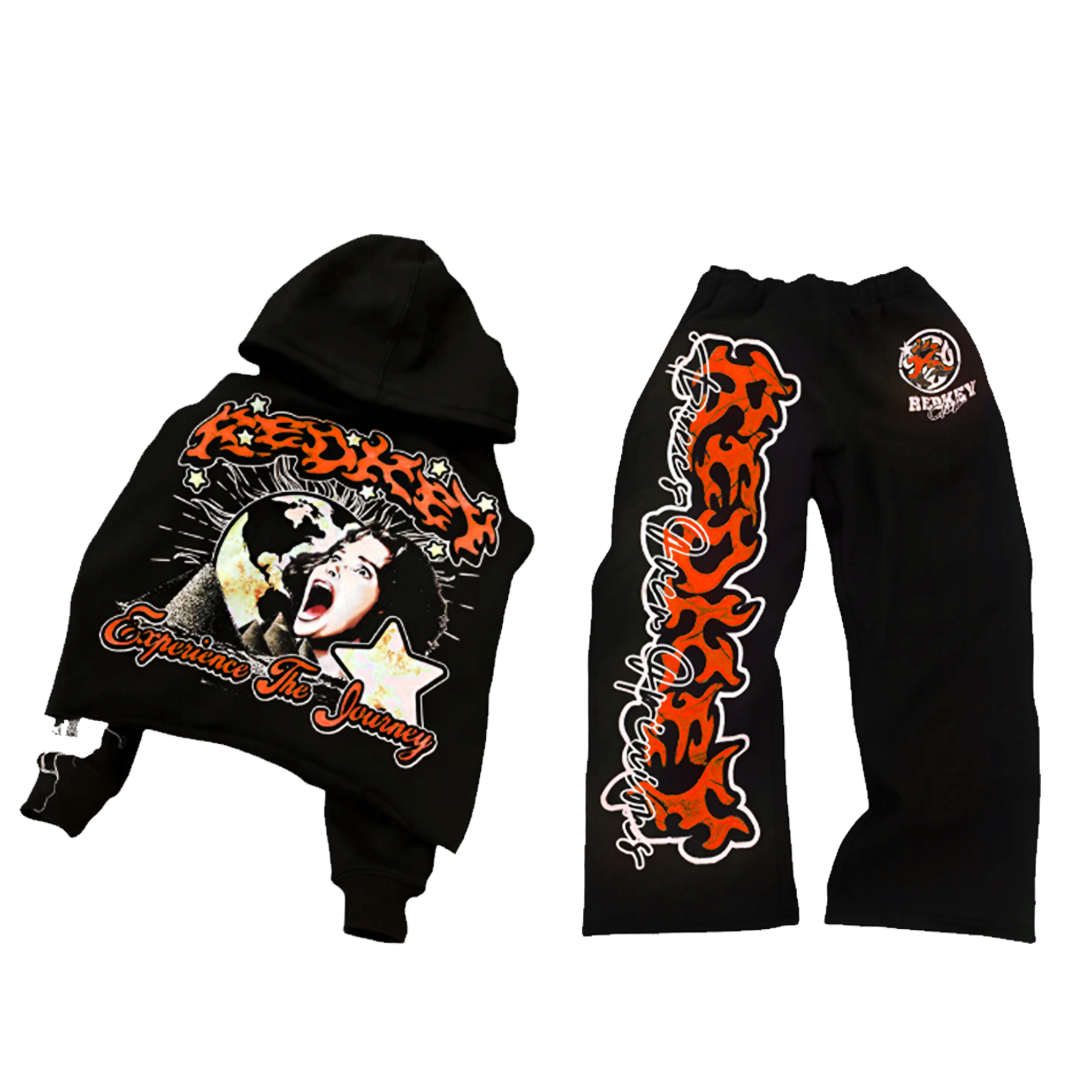 HOODIE + SWEATPANTS SET BLACK/RED